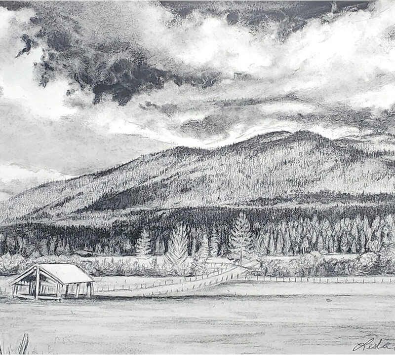 Near Home, graphite drawing